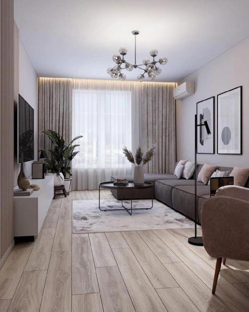 Какой приятный цвет выбрали для гостиной. 01