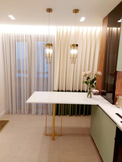 Шторы на кухню с балконной дверью. 08