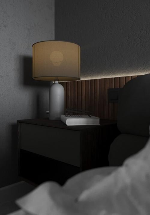 Спальня в ЖК Метропарк.   Клиенты захотели сделать комнату достаточно темной и минималистичной и поставить туда большую кровать. 05