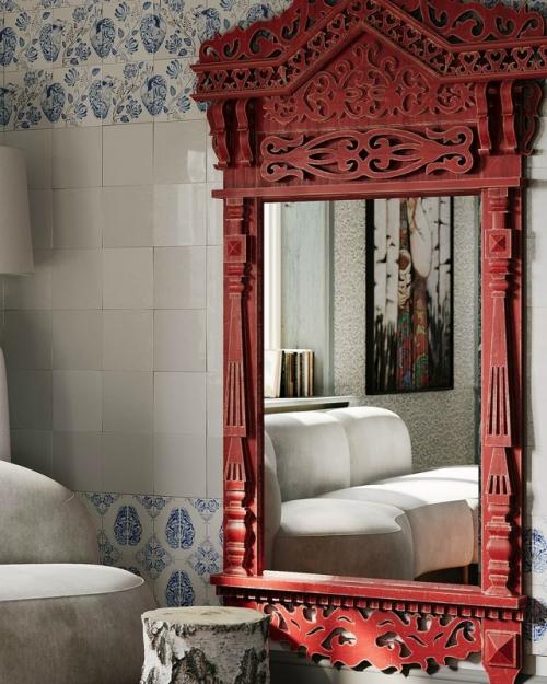 Идеи как можно создать оригинальный и теплый интерьер, добавив элементы русского стиля в современные типовые дома и квартиры. 06