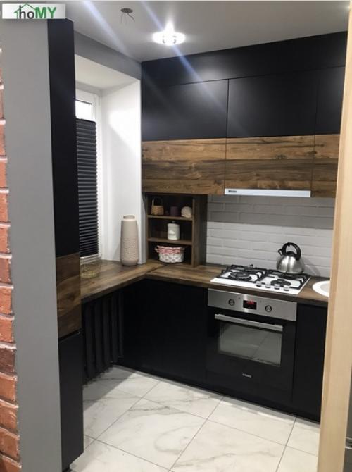 Ремонт кухни для холостяка, просил потемнее. 02