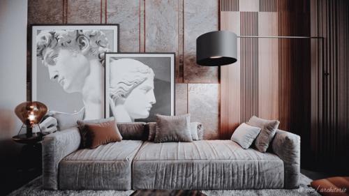 Дизайн интерьера двухуровневой квартиры от Влада погова представляет собой искусное сочетание современных тенденций и функциональности. 01