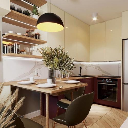 Фотообои Фруктовый сад в интерьере кухни. 01