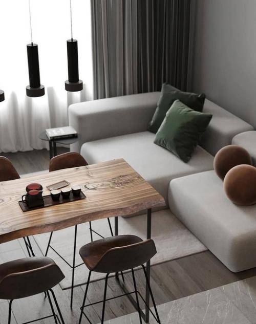 Стильный интерьер. Кухни - гостиной. 03