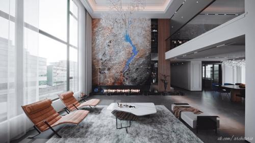 Дизайн интерьера двухуровневой квартиры от Влада погова представляет собой искусное сочетание современных тенденций и функциональности. 02