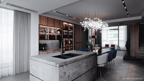 Дизайн интерьера двухуровневой квартиры от Влада погова представляет собой искусное сочетание современных тенденций и функциональности. 06