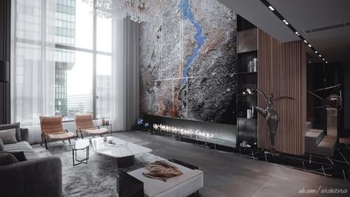 Дизайн интерьера двухуровневой квартиры от Влада погова представляет собой искусное сочетание современных тенденций и функциональности. 03