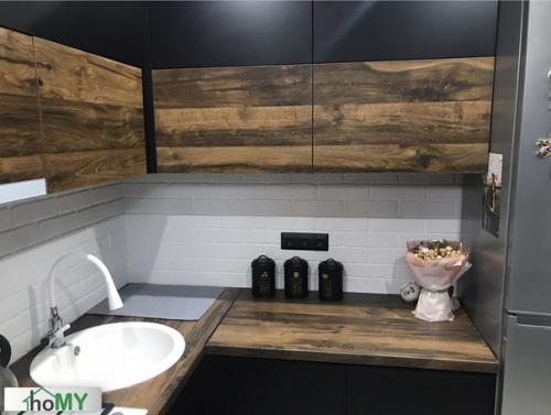 Ремонт кухни для холостяка, просил потемнее. 01