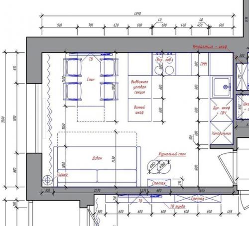 Интерьер кухни - гостиной. 05