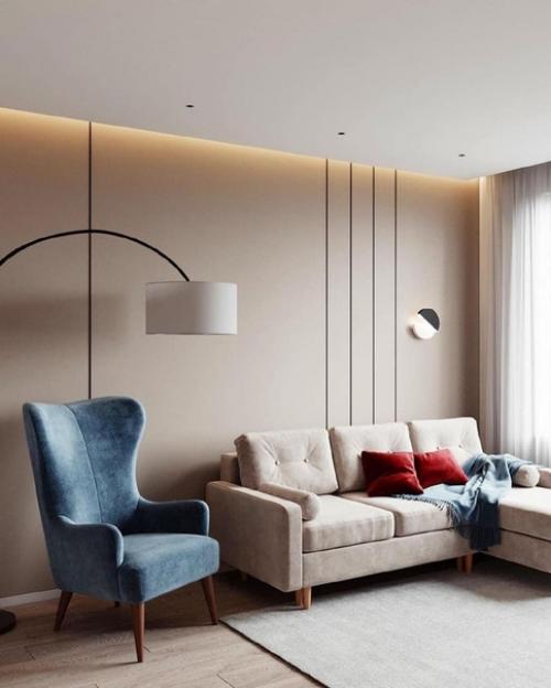 Приятная цветовая гамма интерьера кухни и гостиной. 04