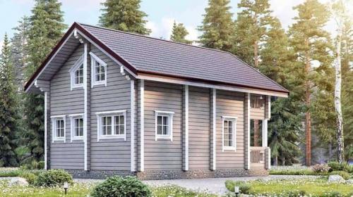 Привлекательный и современный дом из профилированного бруса с мансардой. 01