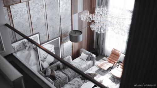 Дизайн интерьера двухуровневой квартиры от Влада погова представляет собой искусное сочетание современных тенденций и функциональности. 04