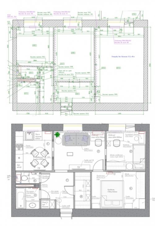 Уютная двушка в доме Сталинке площадь квартиры 57 кв. 02