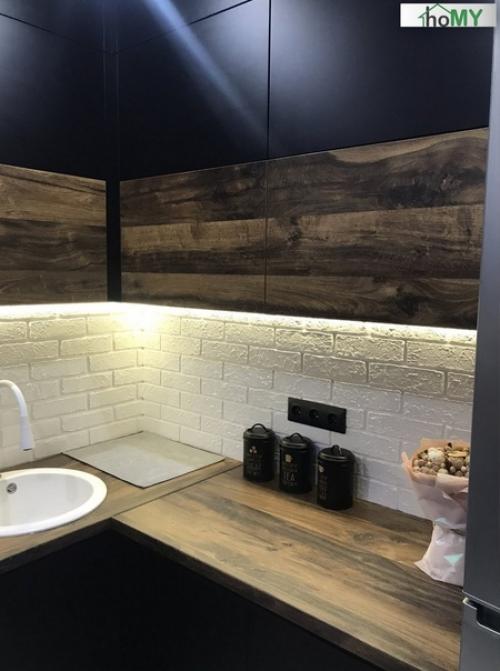 Ремонт кухни для холостяка, просил потемнее. 04