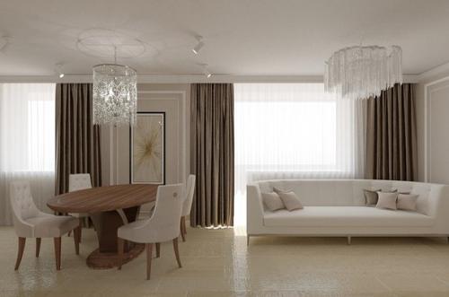 Предварительные визуализации гостиной - столовой в неоклассике? 03