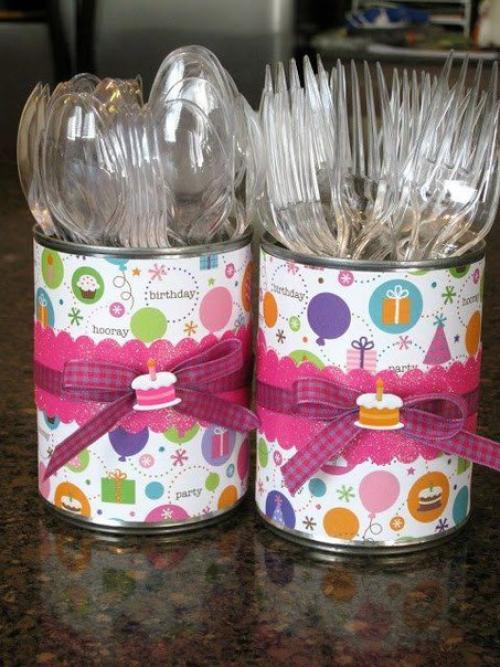 Поделки из жестяных банок- полки и органайзеры. 05