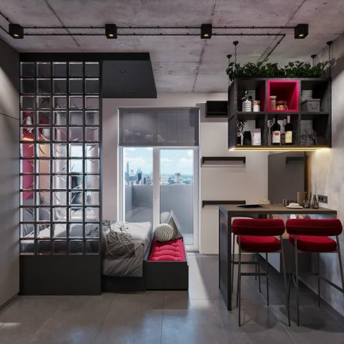 Оригинальный проект квартиры - студии 24 м 2 в ЖК символ в Москве. 05