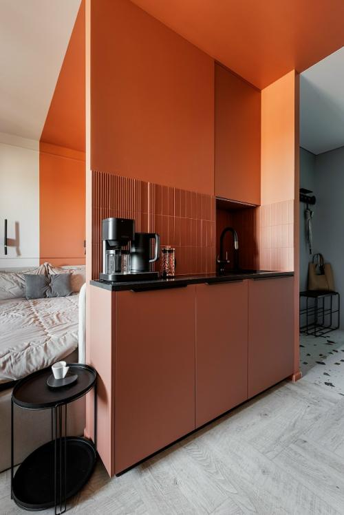 Цветной интерьер квартиры - студии 24, 3 м 2 (29 м 2 с балконом) в Санкт-петербурге. 06