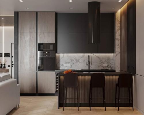 Такая темная и одновременно такая светлая кухня - гостиная, 35 кв. 07