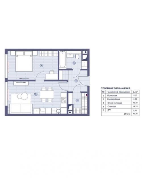 Интерьер квартиры (47 кв. 09