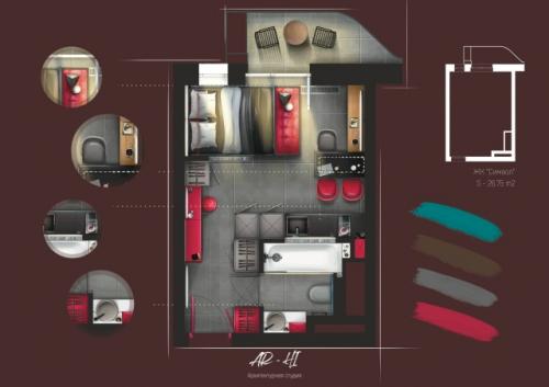 Оригинальный проект квартиры - студии 24 м 2 в ЖК символ в Москве. 09