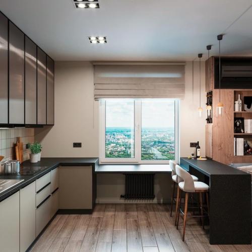 Дизайн кухни выполнен в современном стиле и каждый элемент тщательно продуман для максимального удобства и эксплуатации. 02