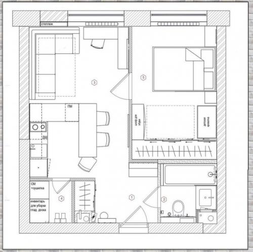 Дизайн интерьера однокомнатной квартиры. 09