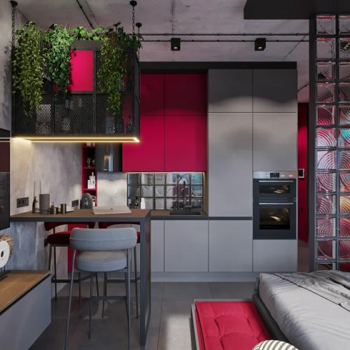 Оригинальный проект квартиры - студии 24 м 2 в ЖК символ в Москве.  