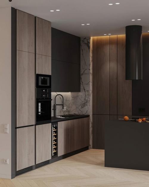 Такая темная и одновременно такая светлая кухня - гостиная, 35 кв. 04