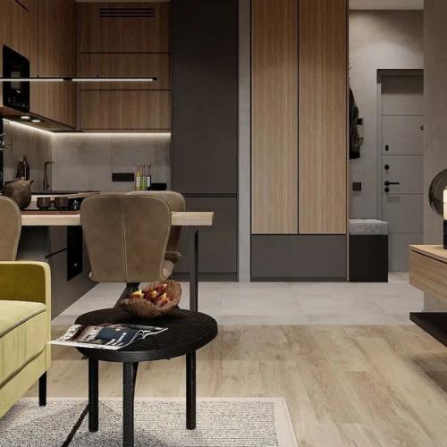 Интерьер кухни - гостиной площадью 18 кв. 07