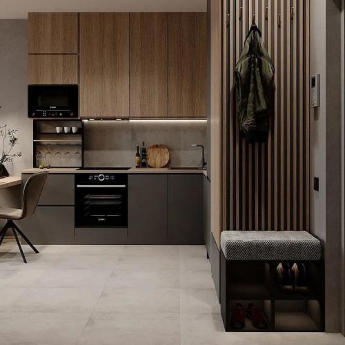 Интерьер кухни - гостиной площадью 18 кв. 01