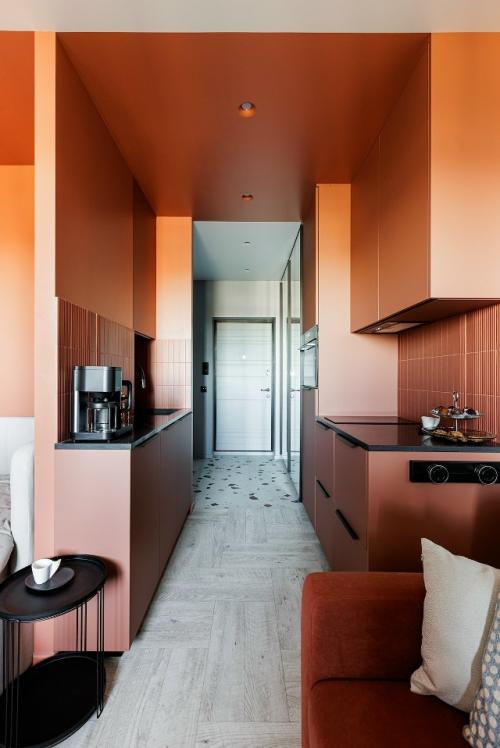 Цветной интерьер квартиры - студии 24, 3 м 2 (29 м 2 с балконом) в Санкт-петербурге. 05