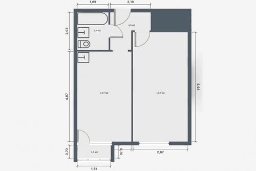 Интерьер 1-комнатной квартиры 40, 3 кв. 09