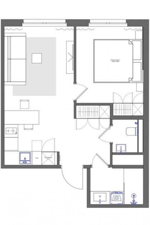 Интерьер 1-комнатной квартиры 43 кв. 09