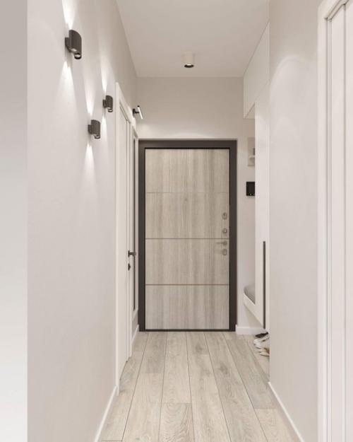 Минималистичная кухня и прихожая из проекта однокомнатной квартиры. 04