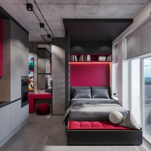 Оригинальный проект квартиры - студии 24 м 2 в ЖК символ в Москве. 07