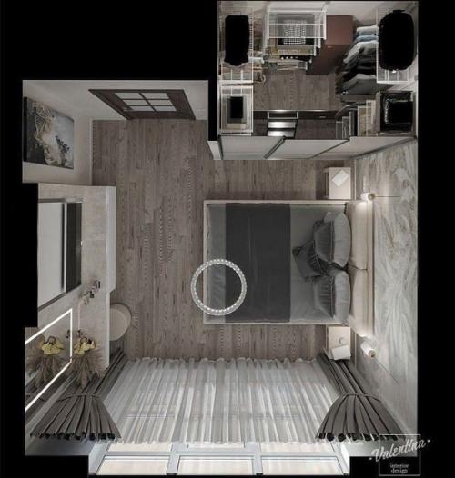 Спальня c гардеробной и окнами в пол. 06