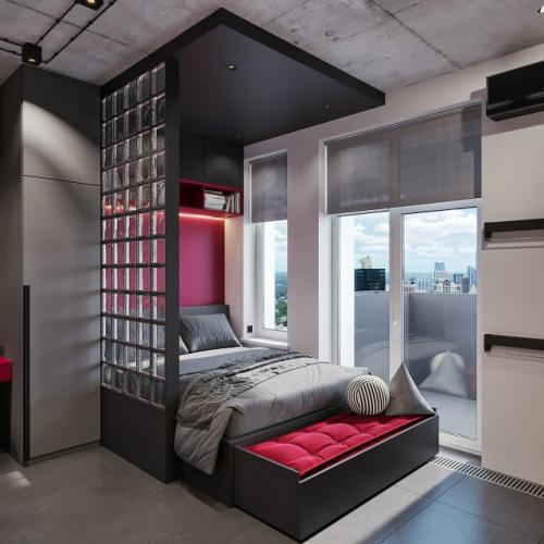 Оригинальный проект квартиры - студии 24 м 2 в ЖК символ в Москве. 06