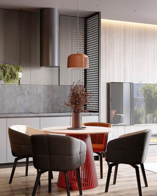 Интерьер кухни - гостиной в современном стиле. 03