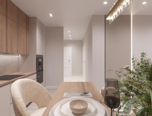 Ниже уже был утвержденный вариант этой кухни, но мне так нравится этот теплый бежевый, что решила и с вами поделиться. 03