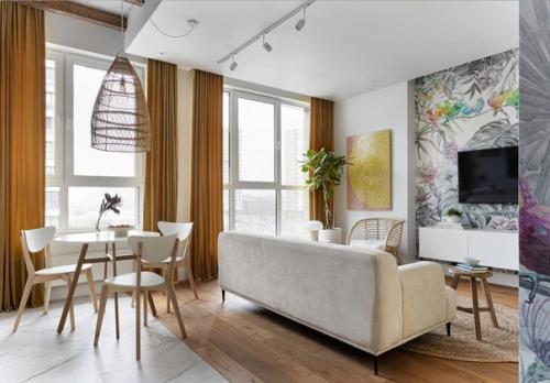 Стильная квартира с базовой отделкой и крутыми дизайнерскими приемами. 01