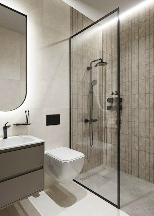 Стильная душевая кабина - это акцент всей ванной.  