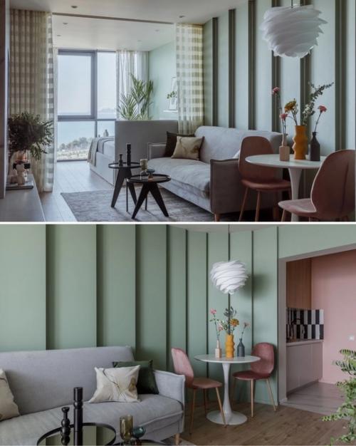 Квартира - студия.  Хозяйка квартиры- светлая, жизнерадостная женщина, она часто смеется и шутит, любит жизнь и на все смотрит с позитивом. 05