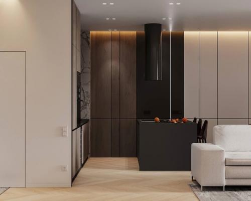 Такая темная и одновременно такая светлая кухня - гостиная, 35 кв. 03