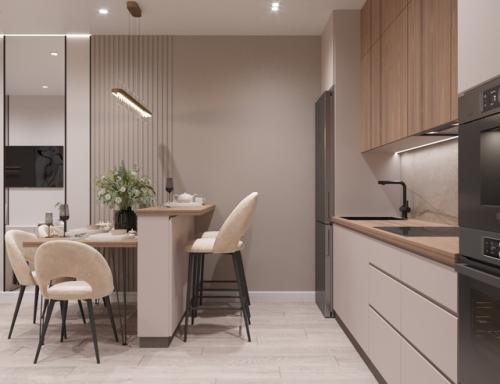 Ниже уже был утвержденный вариант этой кухни, но мне так нравится этот теплый бежевый, что решила и с вами поделиться. 02