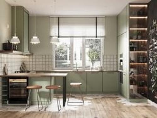 Сканди - минималистичная кухня - гостиная - столовая в нежных весенних тонах. 04