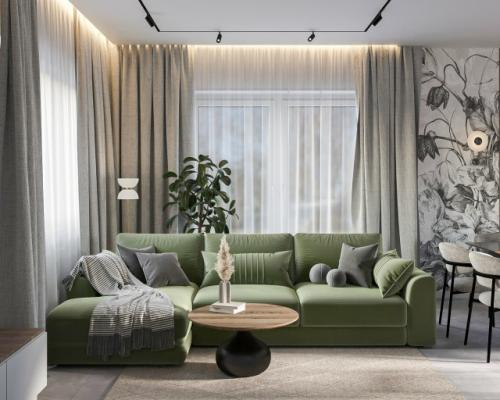 Кухня - гостиная в частном доме. 01