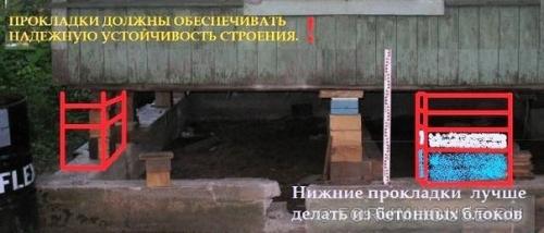 Мы поднимаем деревянный дом на домкратах для ремонта. 06