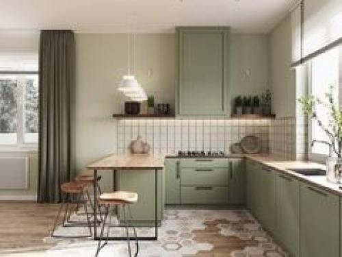 Сканди - минималистичная кухня - гостиная - столовая в нежных весенних тонах. 03