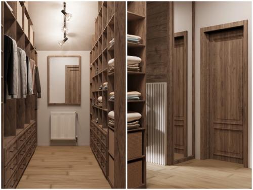Визуализация интерьера спальни и гардеробной. 02
